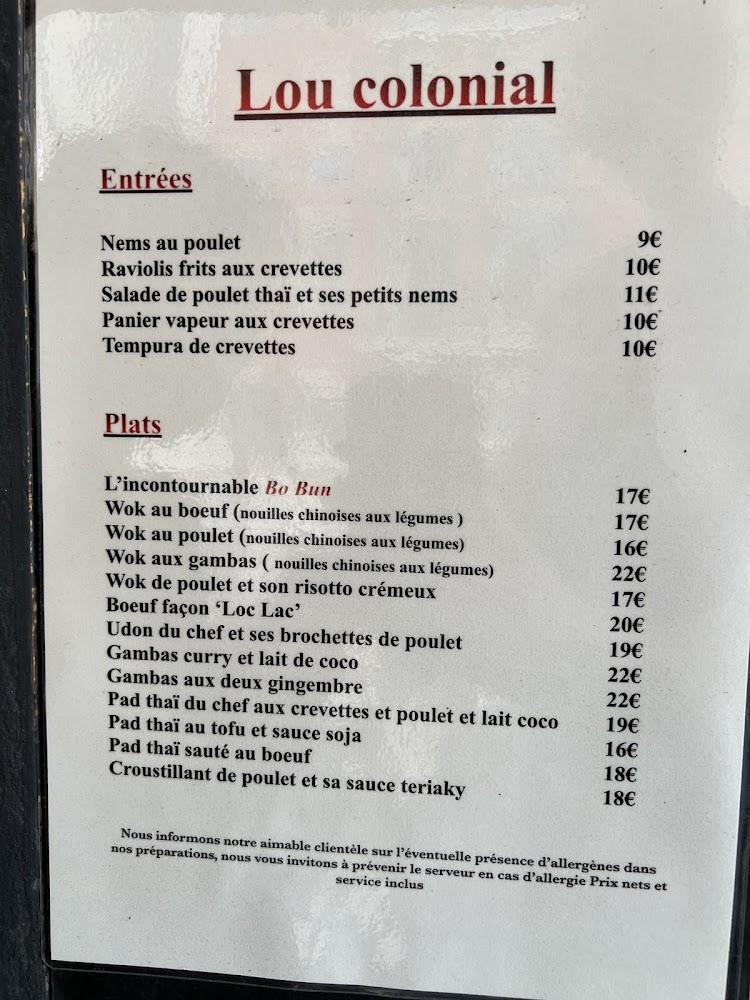 Lou Colonial - Menu Image 1